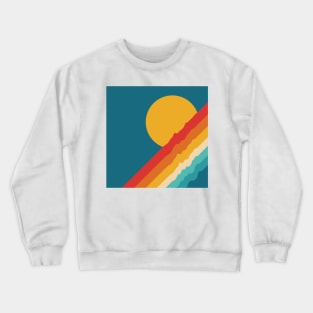 Retro Rainbow Sunset on Dark Blue Background Crewneck Sweatshirt